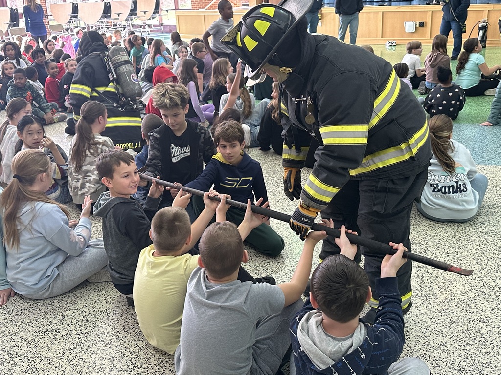 students and firefighters