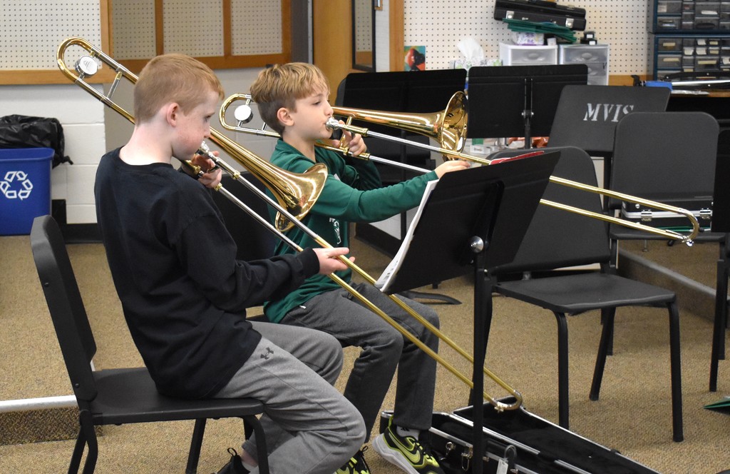 students in music class