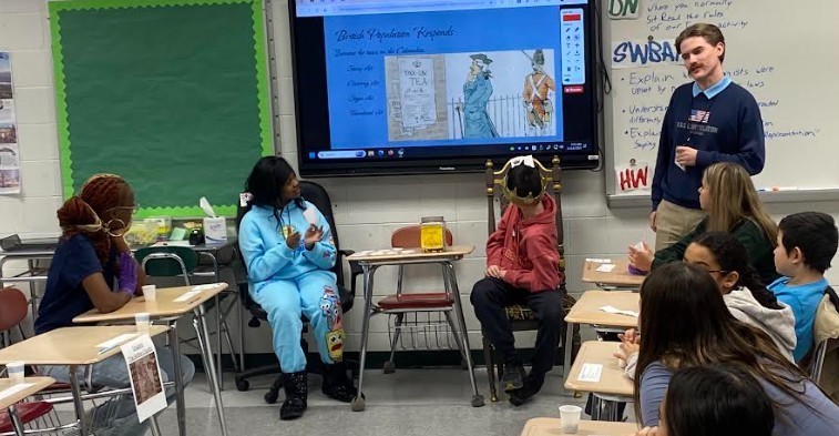 teacher with students