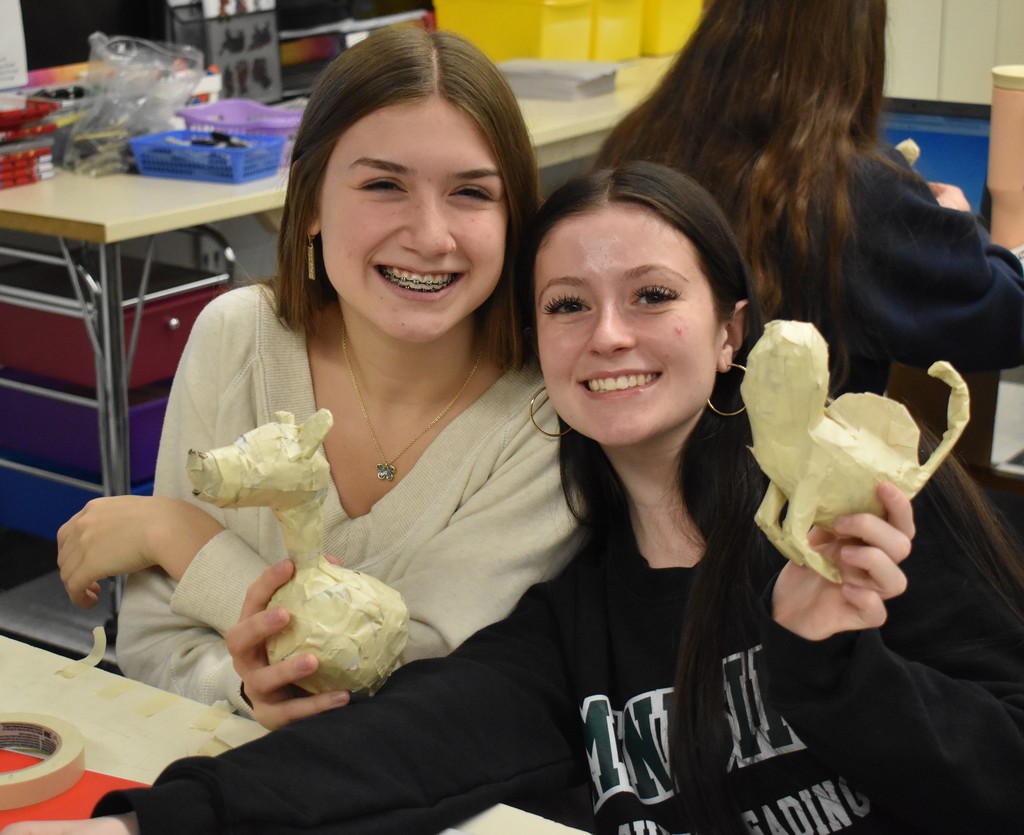 students in art class