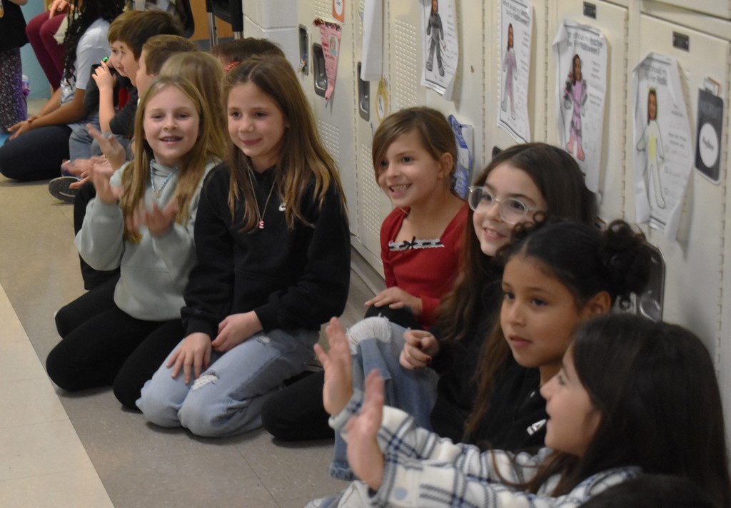 students watching parade
