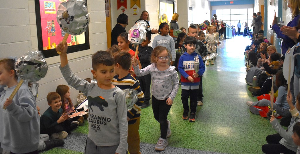 students in a parade