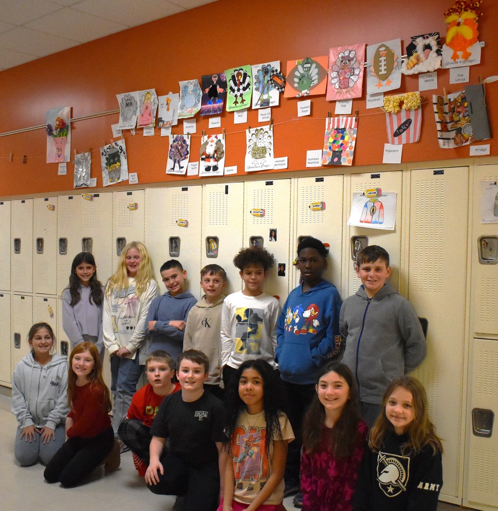 students with artwork
