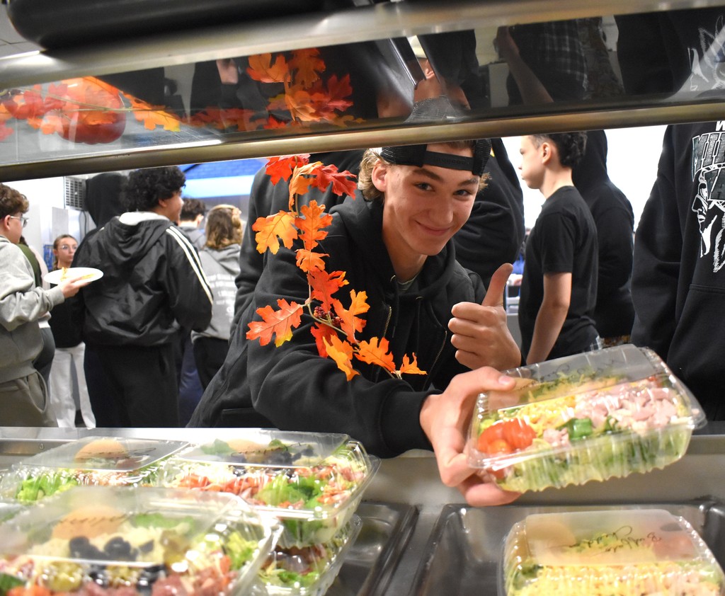 student in cafeteria