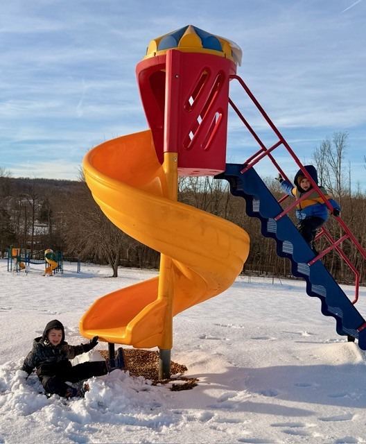 students on slide