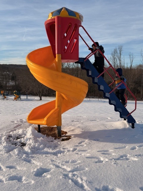 students on slide