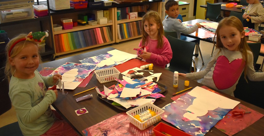 students in art class