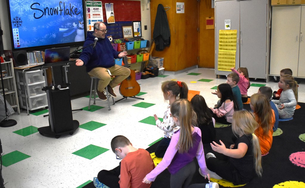 students in music class