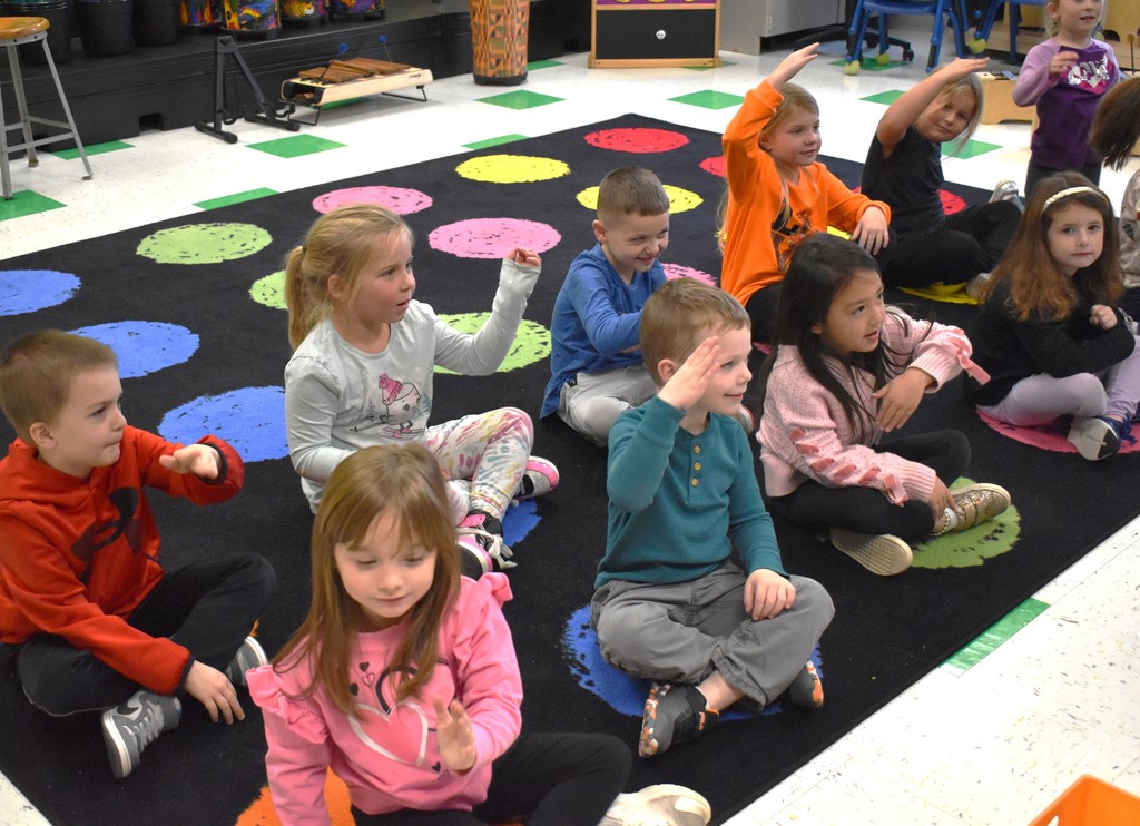 students in music class