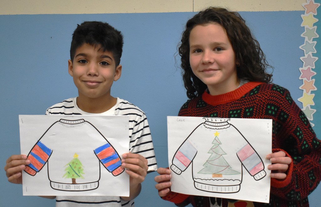 students with  artwork