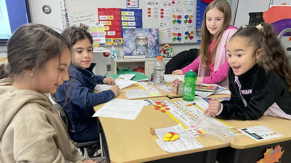 students playing games