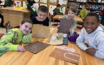 students in art class