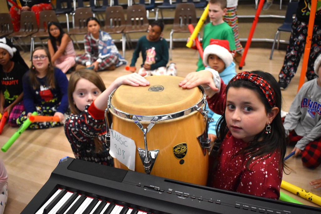 students in music class