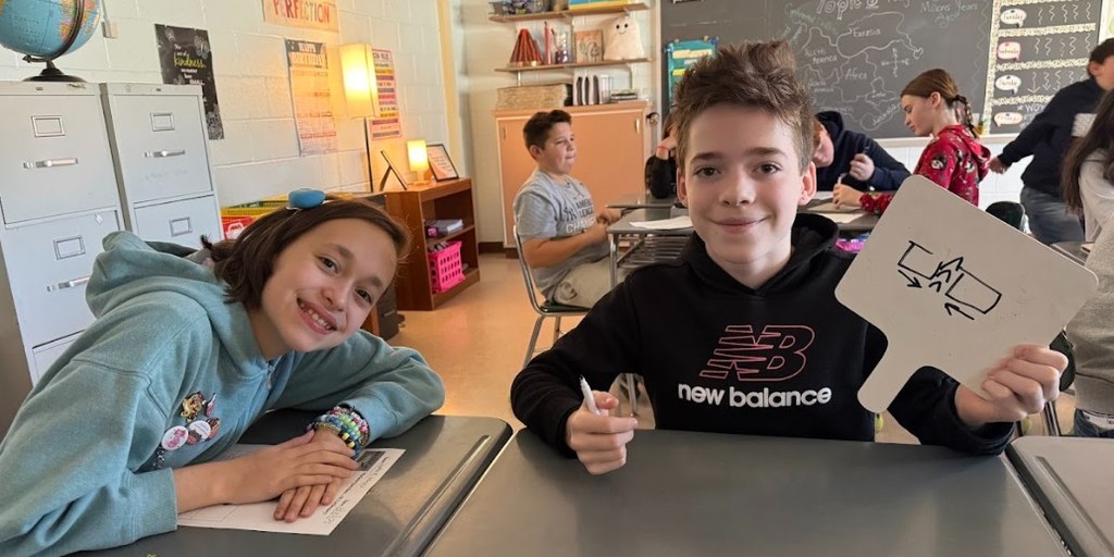 students in science class