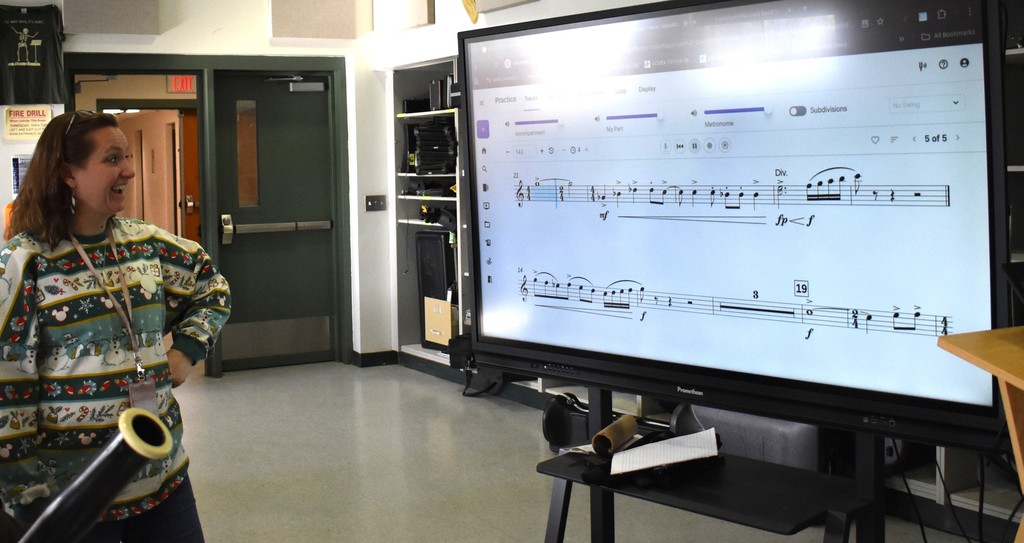 students in music class