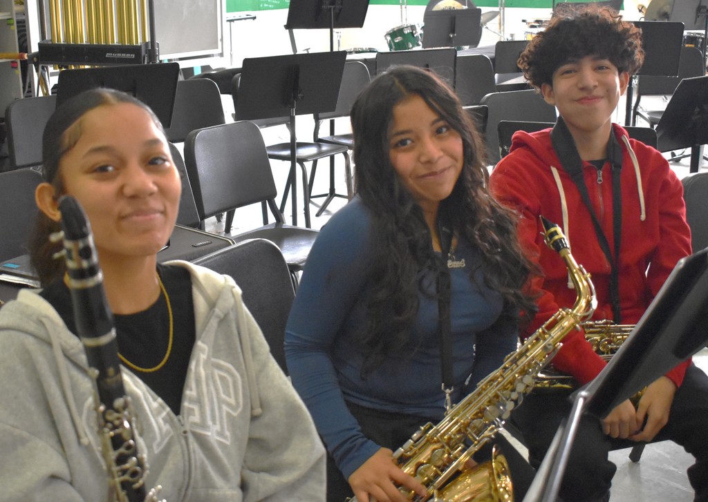 students in music class