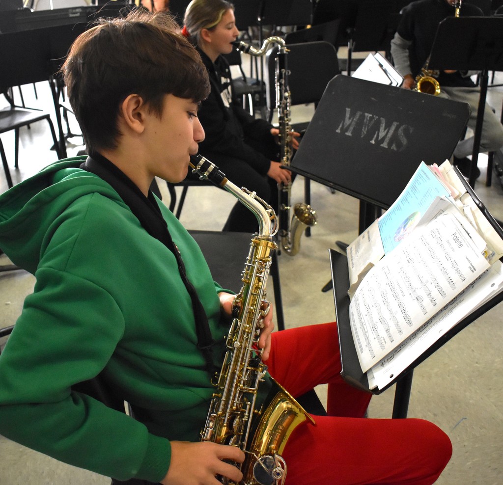 student playing instrument