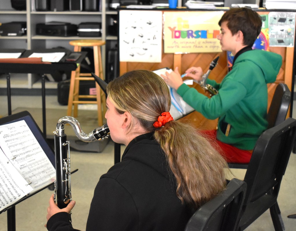 students in music class