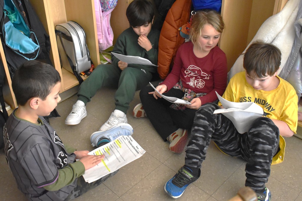 students reading