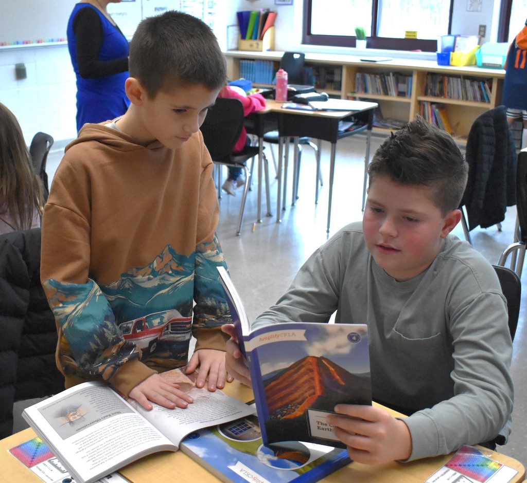students reading