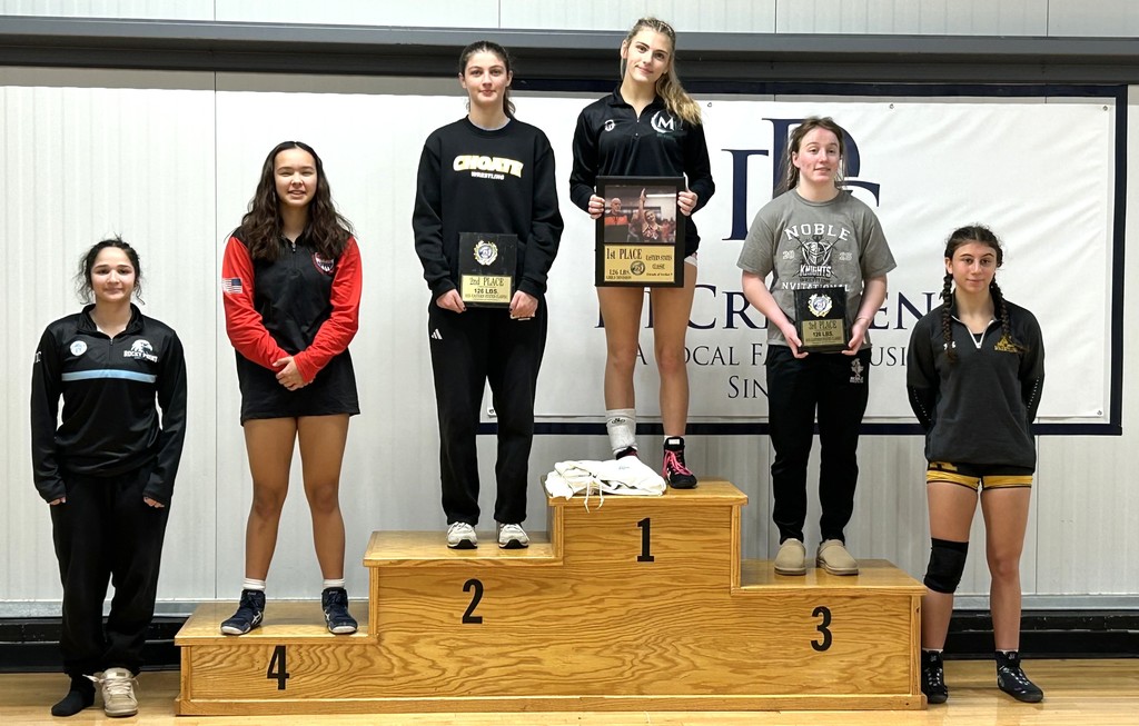 wrestler on podium