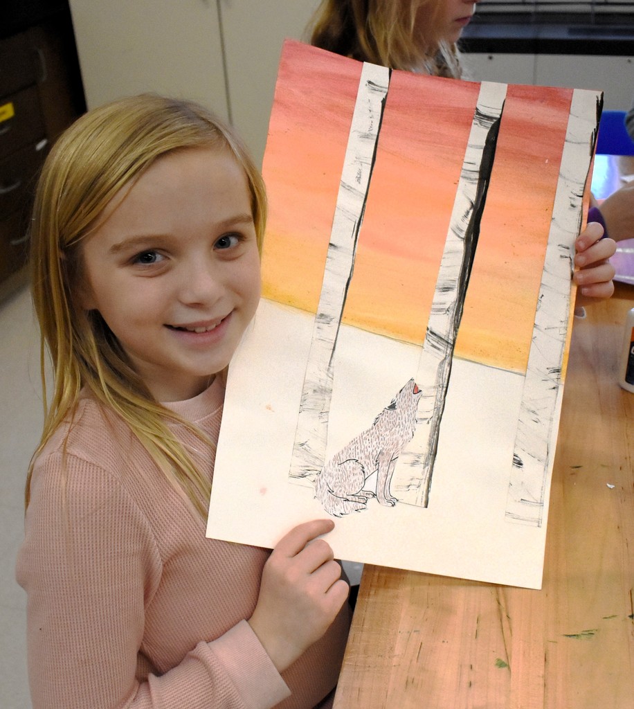 student in art class