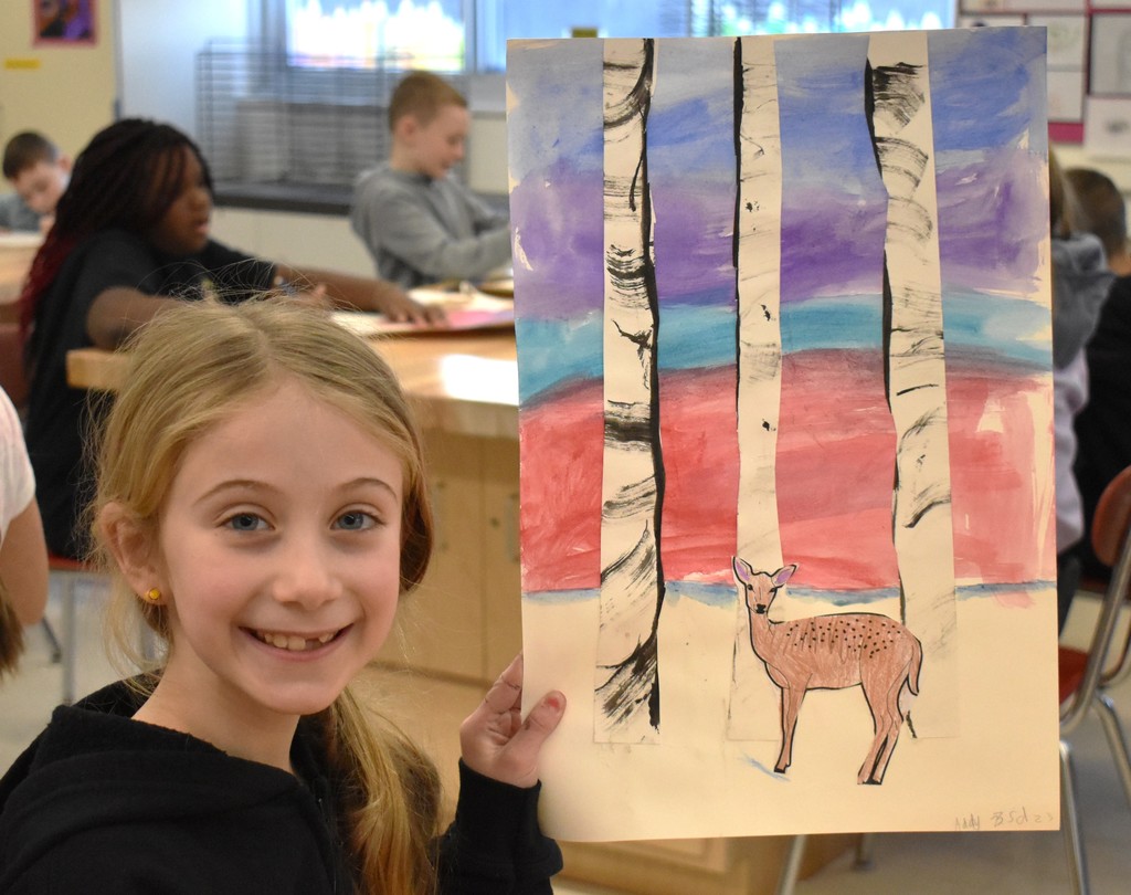 student in art class