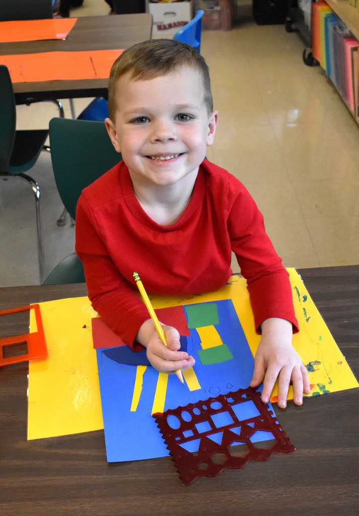 student in art class