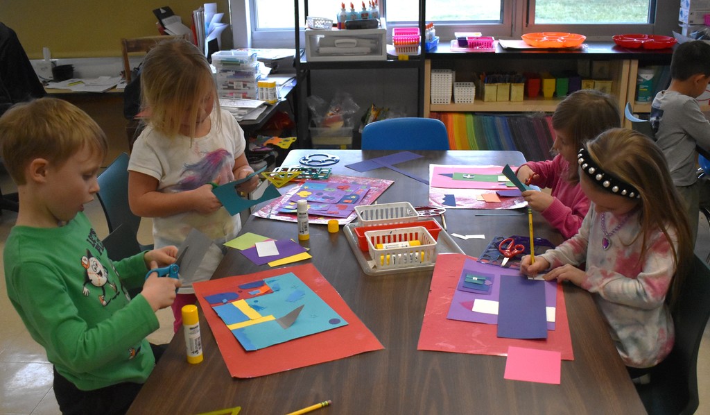 students in art class
