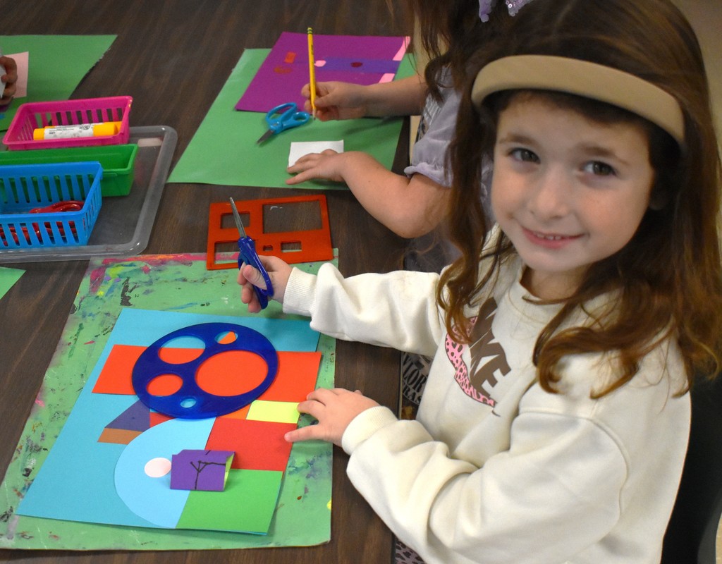 student in art class