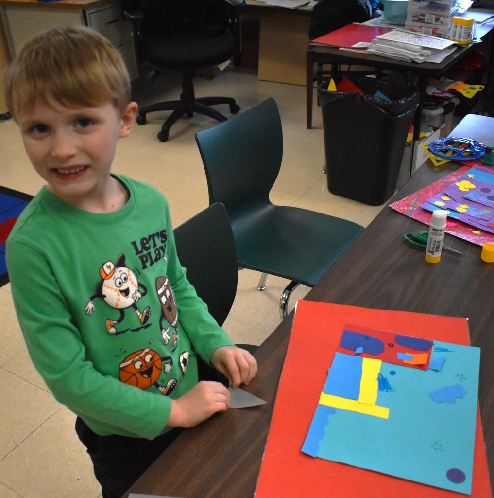 student in art class