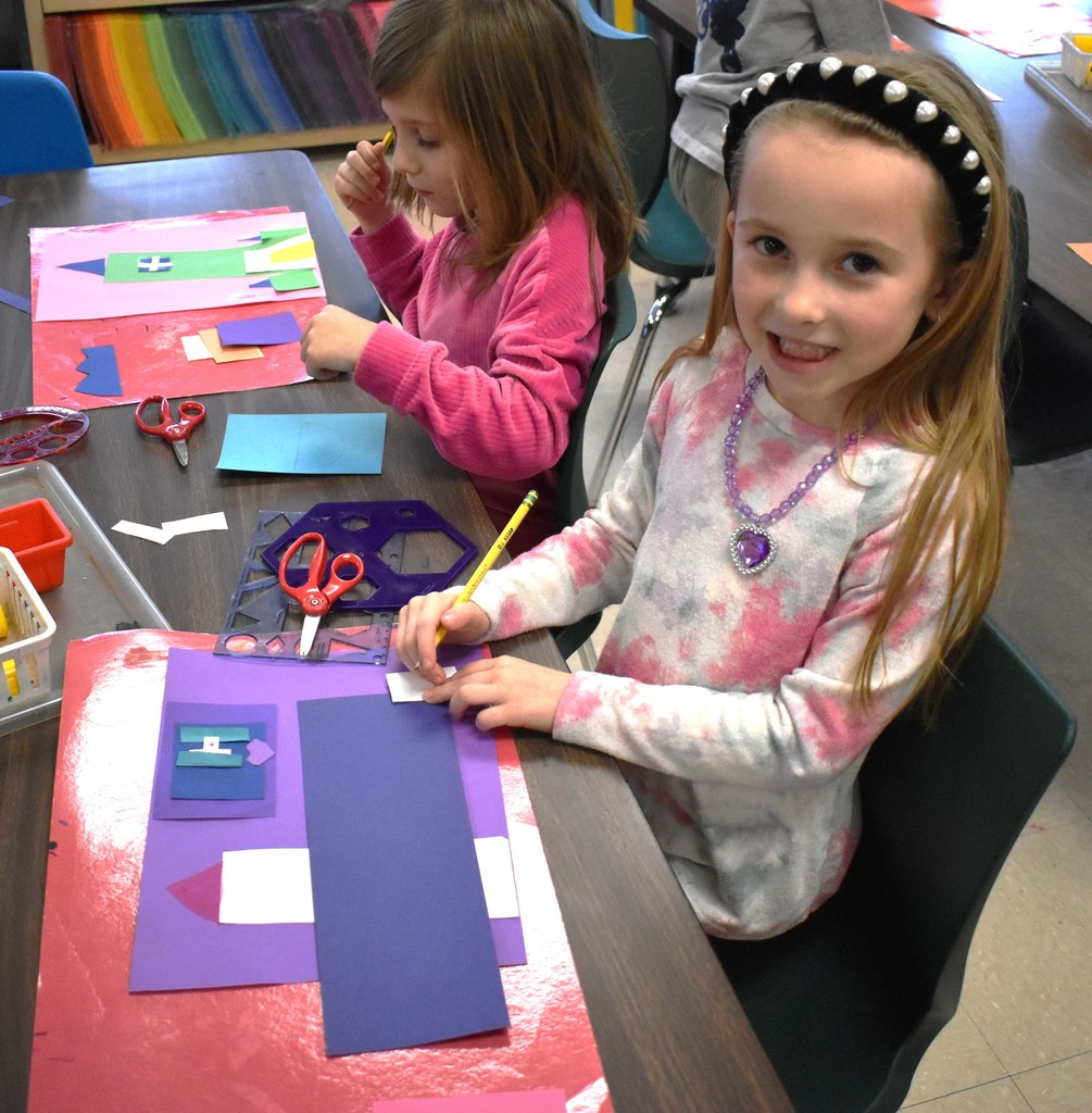 student in art class