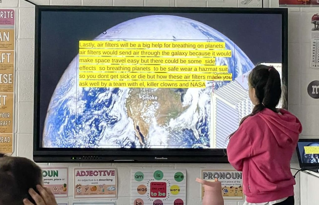 student giving presentation