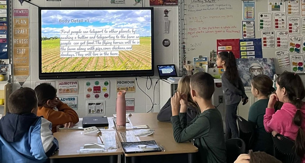 student making presentation