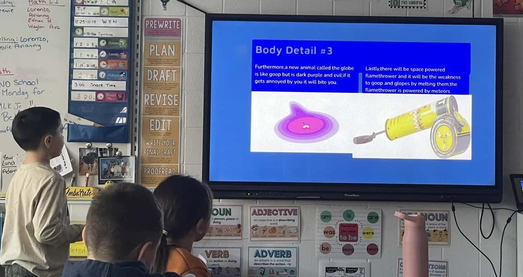 student giving presentation