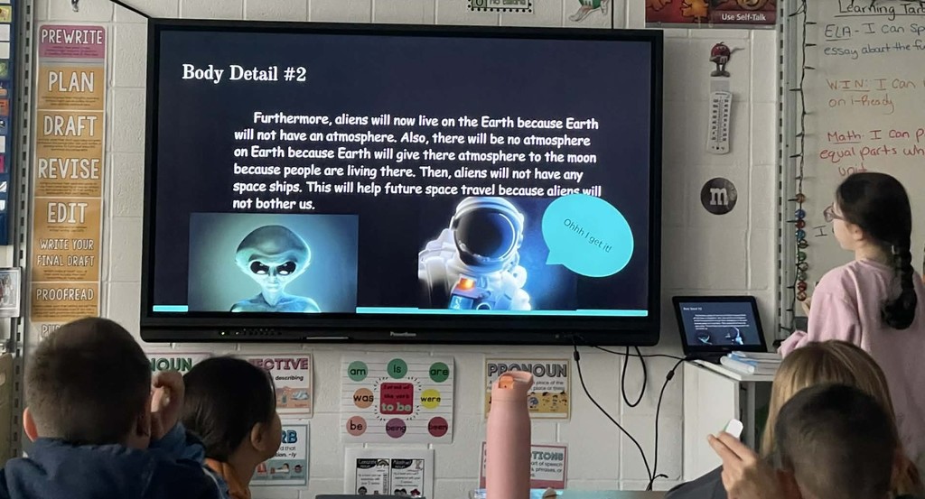 student giving presentation