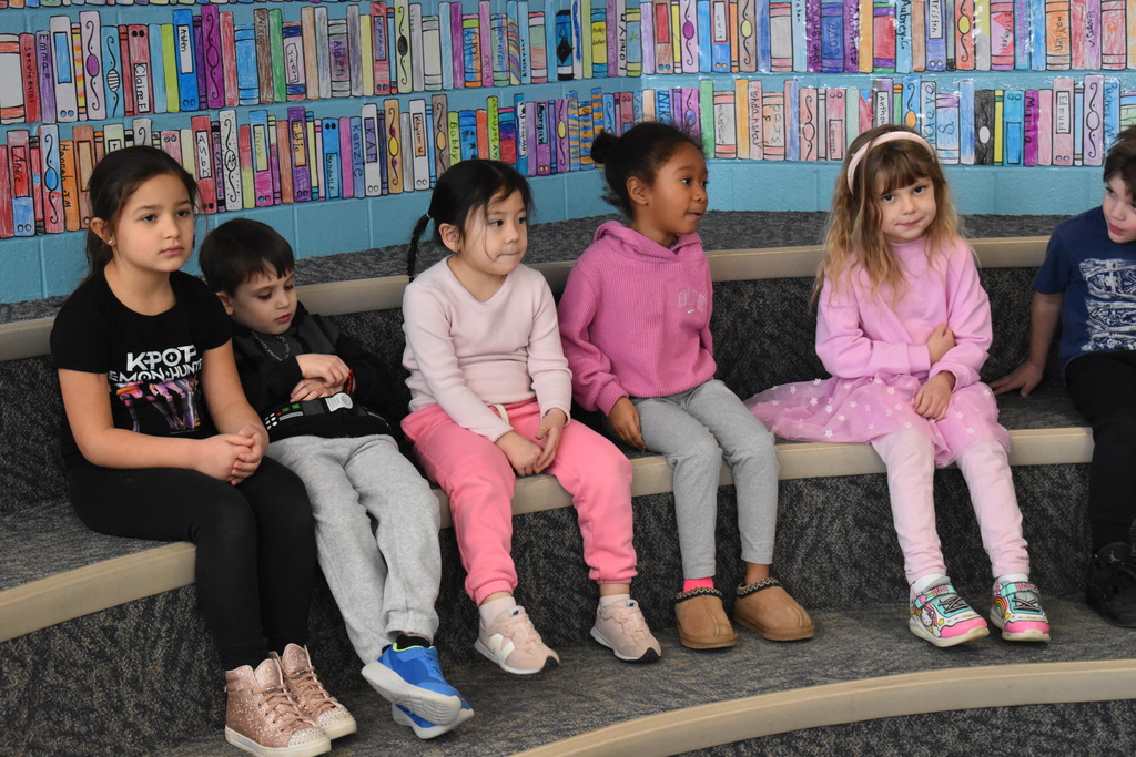 students in library class