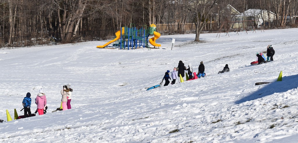 snow tubing students