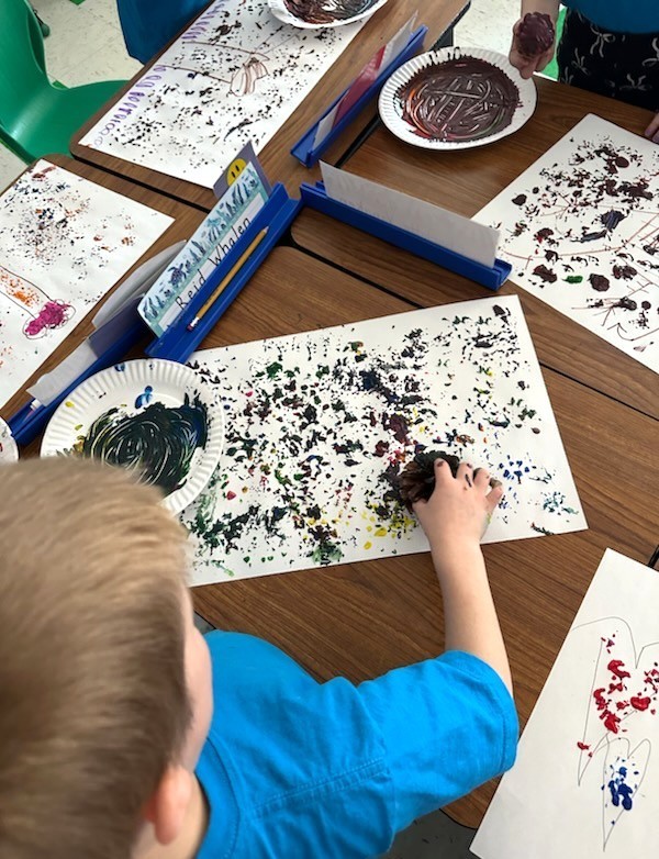 students in art class