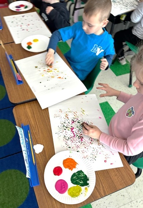 students in art class