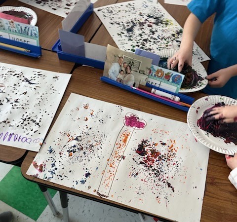 student in art class