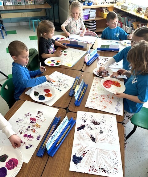 student in art class