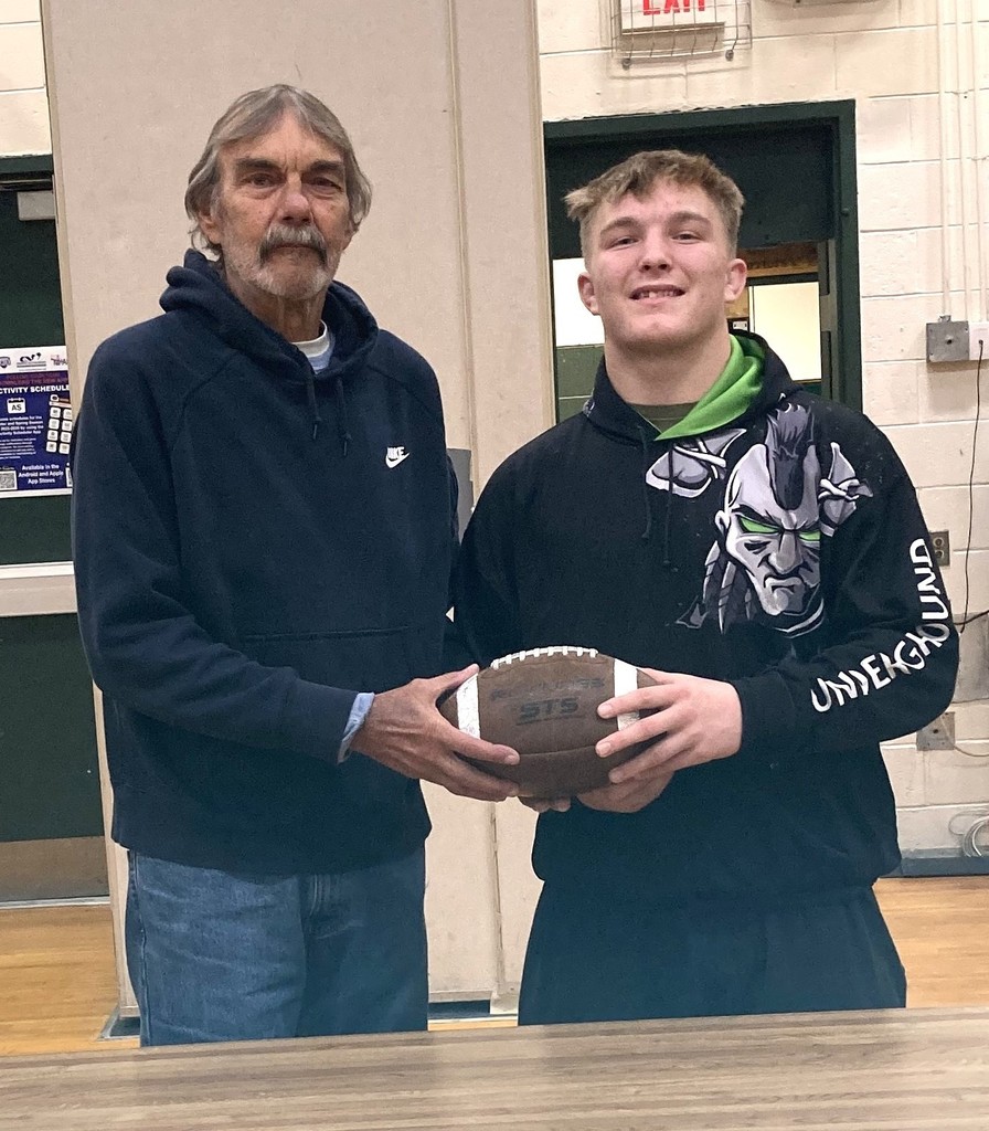two guys holding a football