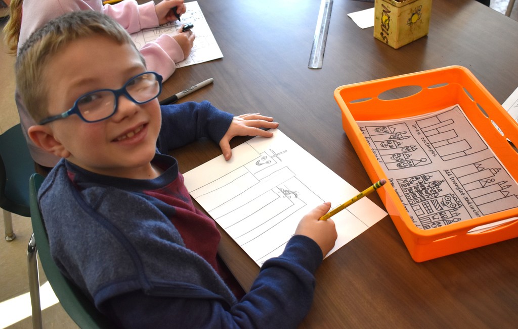 student in art class