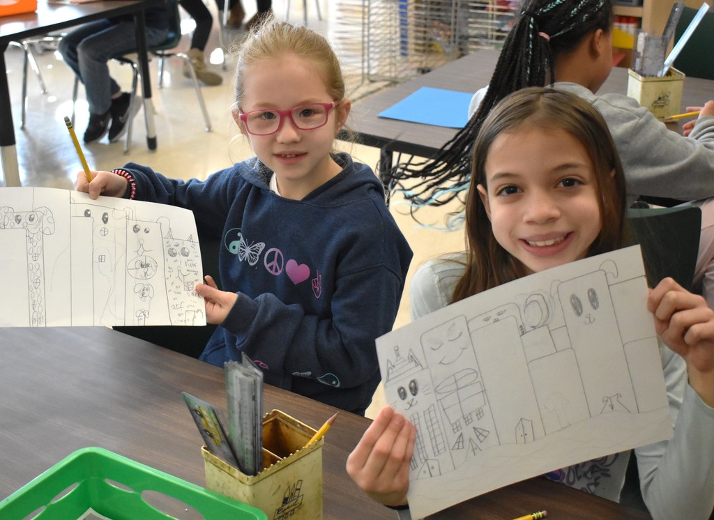 students in art class