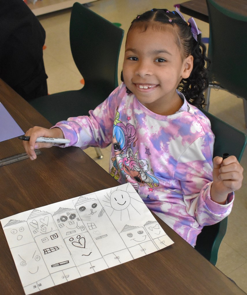 student in art class