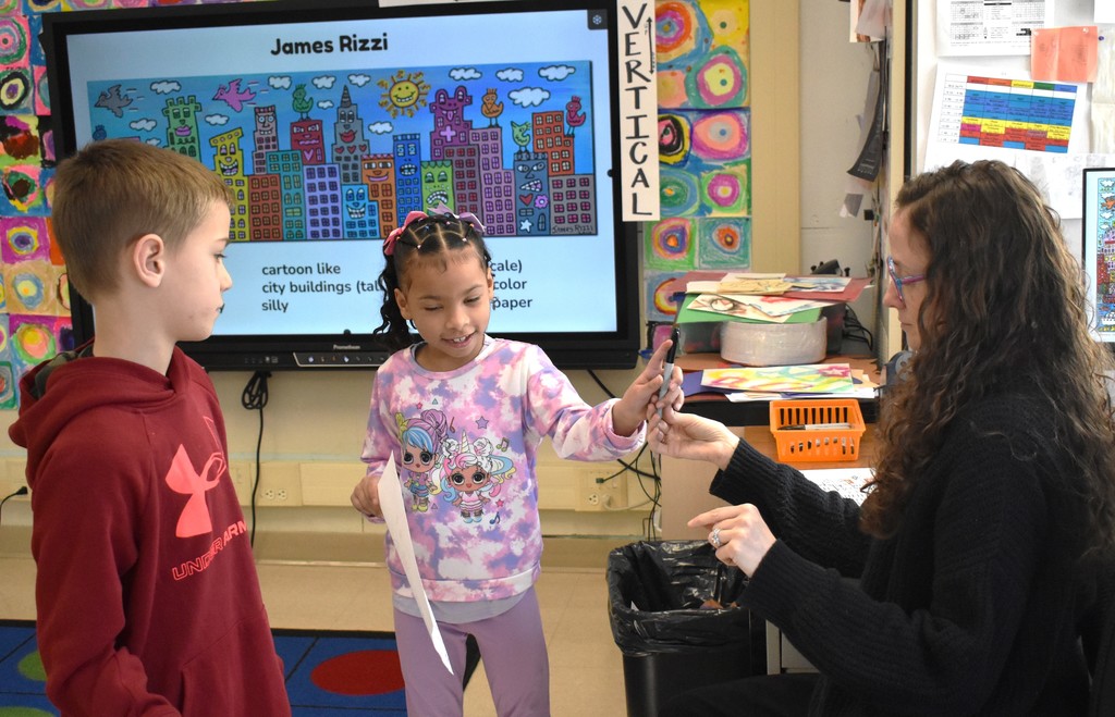 students in art class