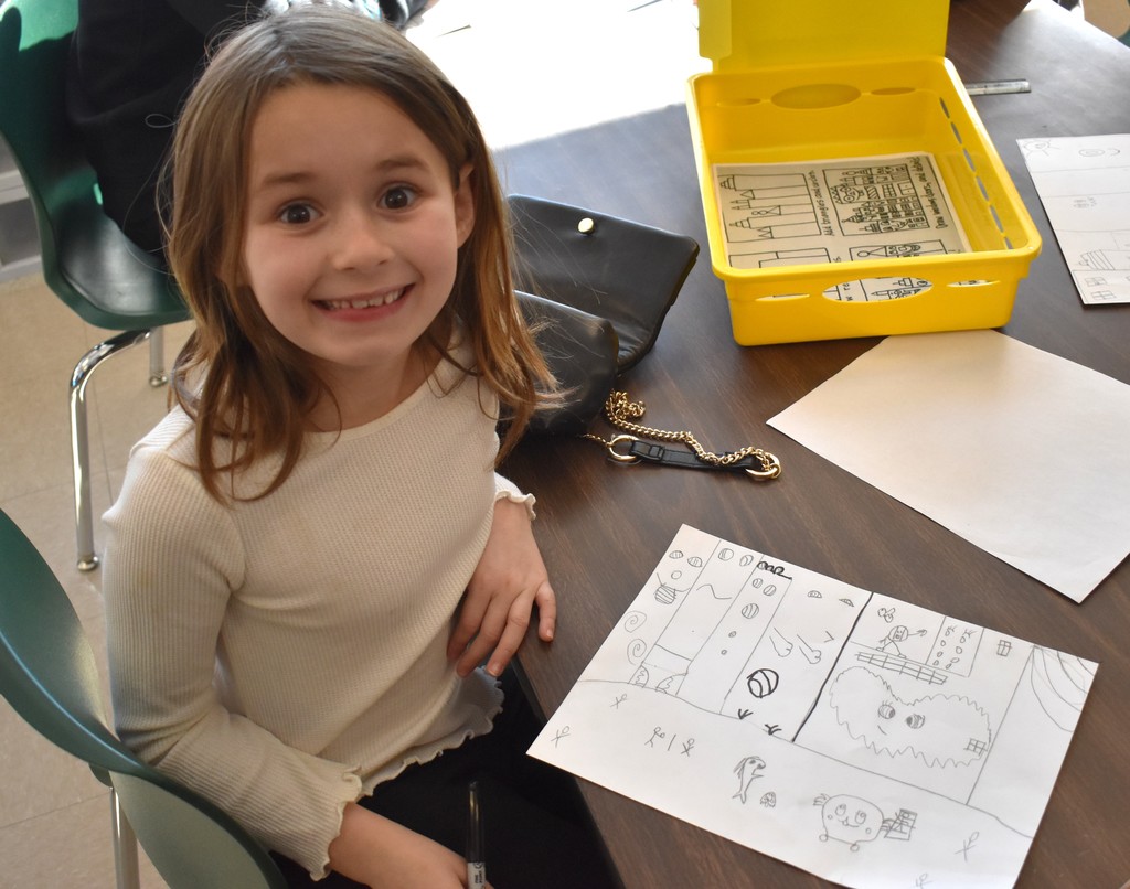 student in art class