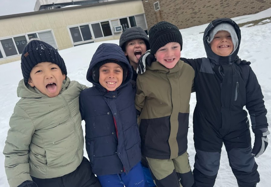 snow tubing students