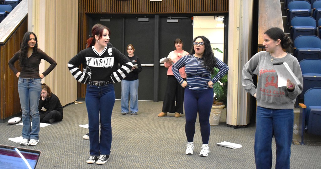 students at rehearsal